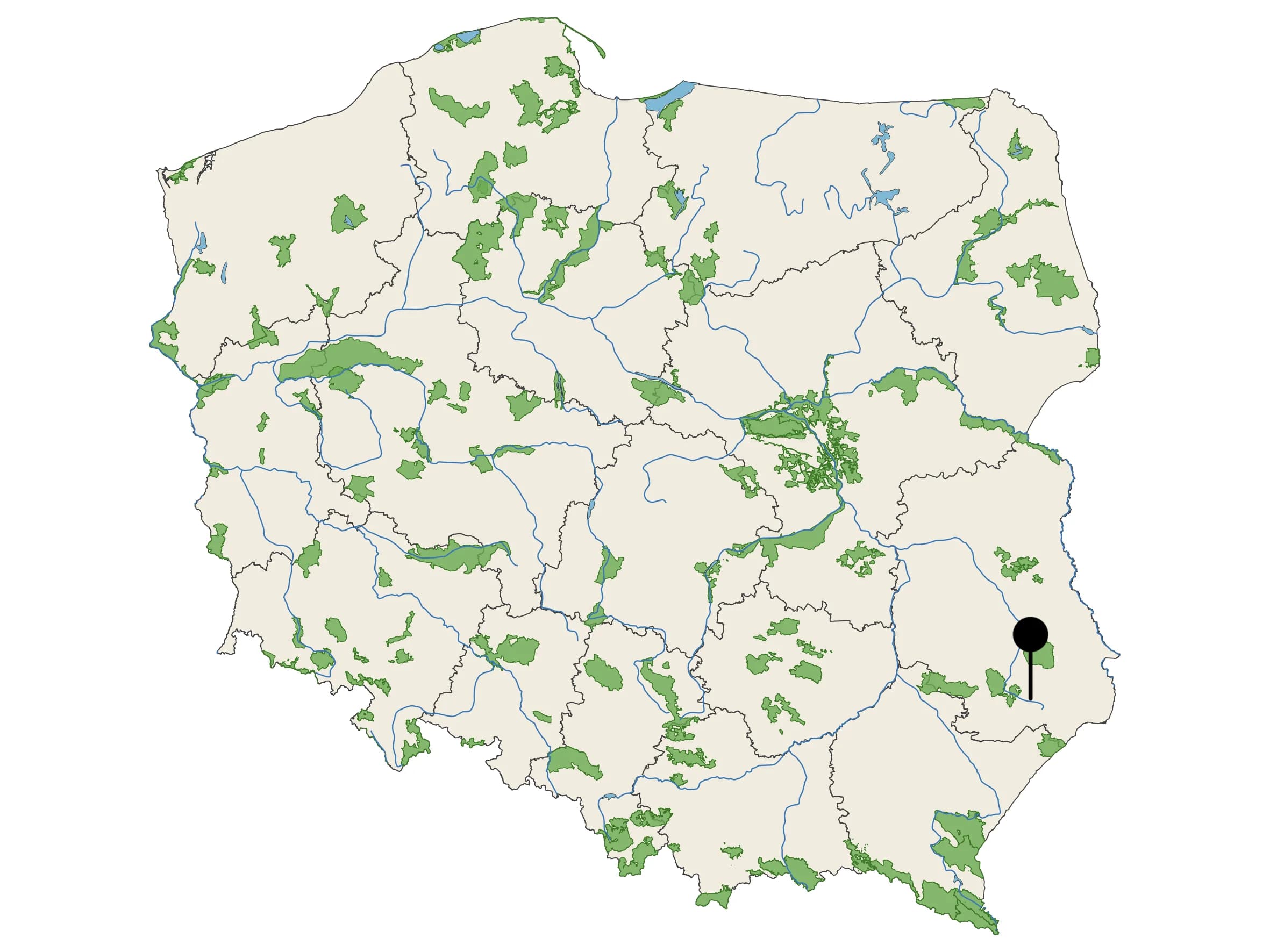 Naturalna Woda Mineralna Rodowita z Roztocza - źródło na mapie